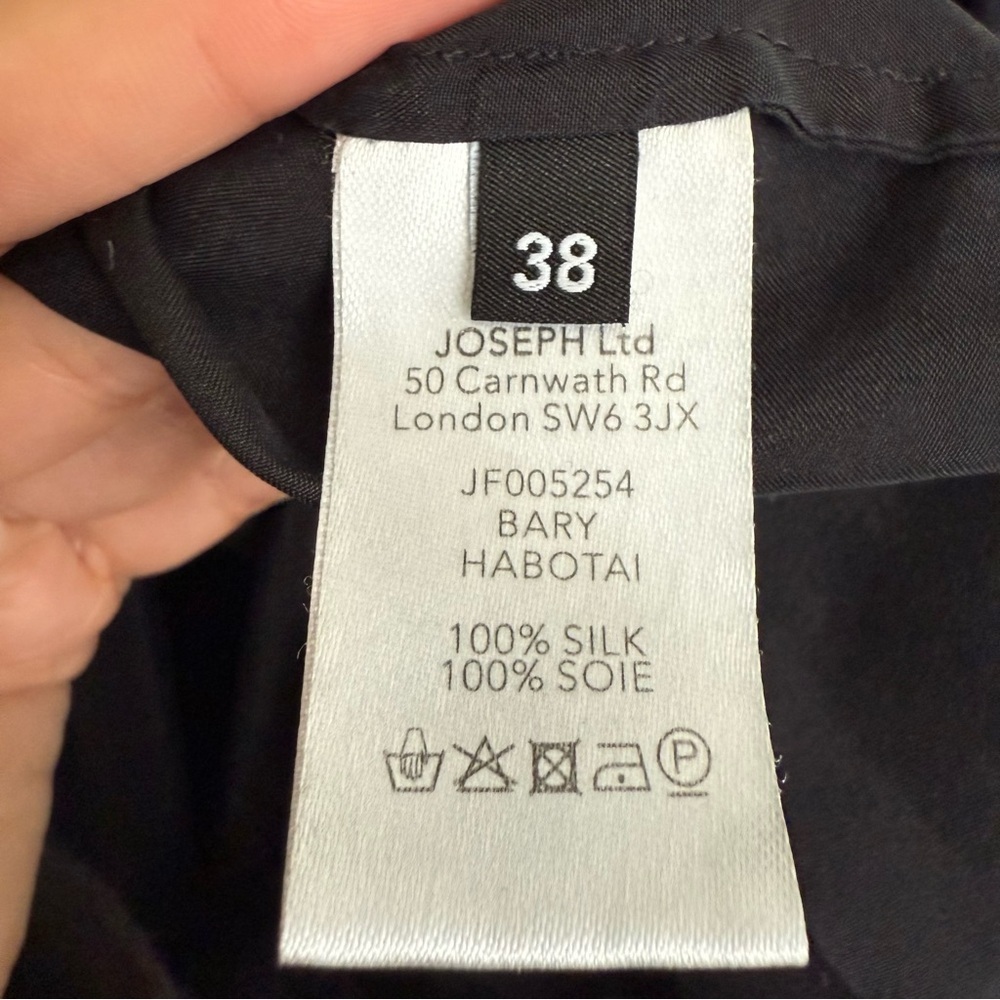 Joseph Bary Habotai Black Silk Button Up Blouse Size 38 Quiet Luxury Old Money - Picture 7 of 8